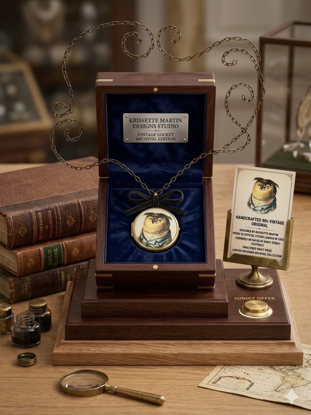 ARCHIVE 90s Solid Brass Owl Locket - Krissette Martin Designs